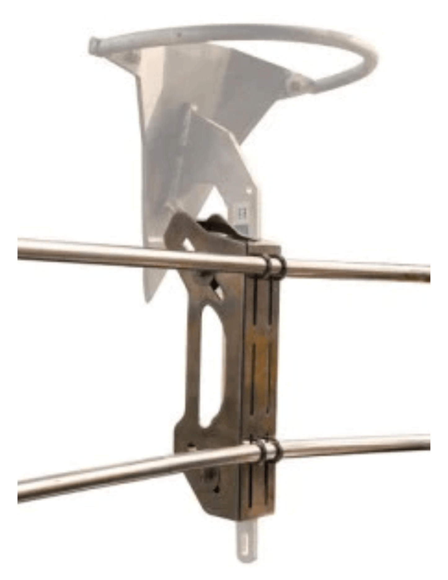 Mantus Universal Bracket mounted on a rail, showcasing its adjustable roller mechanism for securing anchors.