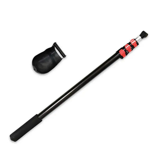 Image of the extension stick , or extendible wand for the Sea Scrubber showing all 3 lengths and the rubber holder for the scrubber.