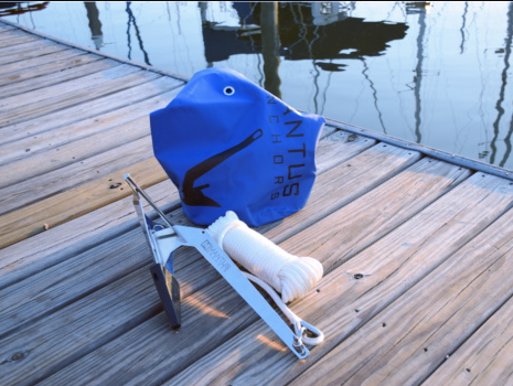 Mantus Dinghy Anchor Kit arranged on a dock