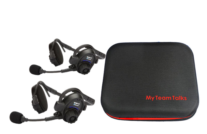 Set of two Sena headsets with case for staorage