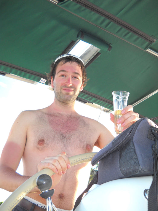 Boat renaming story with Sampatecho II cruising photo