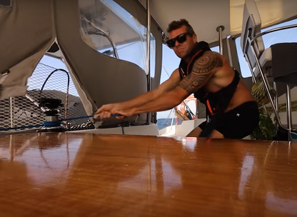 The Folding winch handle EasySea Flipper folding winch handle not only is a space saver but once in position you won't have to move it again. Simply fold it up and it will be out of the way. 