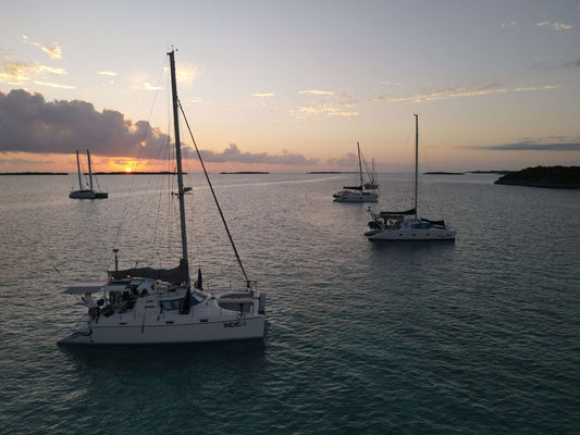 Flexofold Service Kit for 4-Blade Propellers - Shaft Mount with yachts at sunset on water.