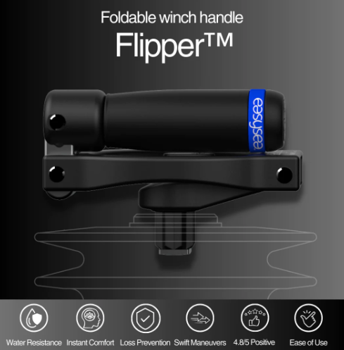 Folding winch handle EasySea - FLIPPER with ergonomic design and space-saving feature, ideal for tight spaces.