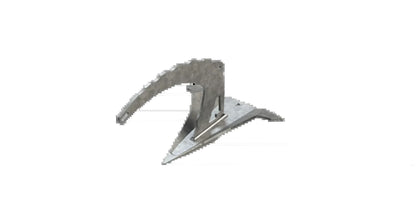 Metal anchor jagged edges mantus up close on a white background
