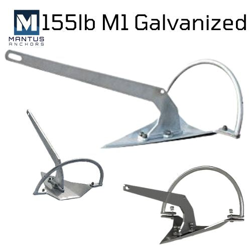 The 155lb Galvanized M1 anchor, like other products in the Mantus M1 anchor series, is designed for durability, reliability, and longevity. Its galvanized steel construction helps to protect against corrosion, making it suitable for use in marine environments where exposure to saltwater and moisture is common.