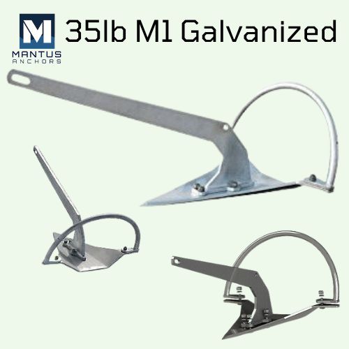 35lb M1 Galvanized Mantus Anchor is a sturdy and reliable choice for anchoring boats in marine environments, offering durability, holding power, and resistance to corrosion.