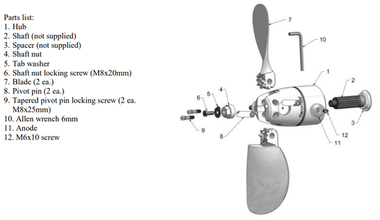FlexOfold Aluminum Anode Part # 118 AL for Saildrive of 2 Blade Propeller - product detail image 2