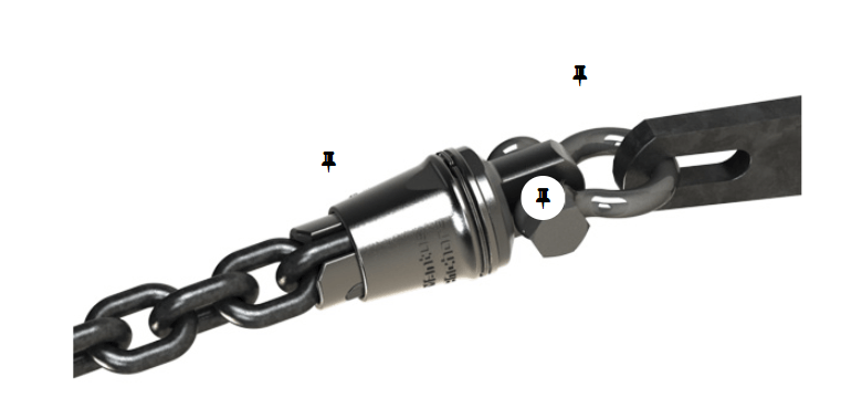 Mantus Anchor Swivel S1 connected to a robust chain, showcasing strength and safety in anchoring systems.