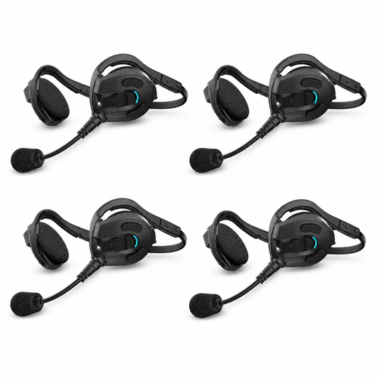 Four Sena EXPAND Mesh crew communication headsets
