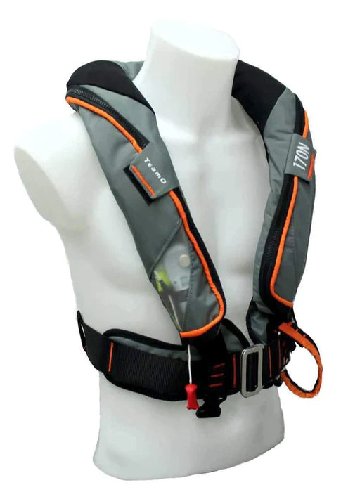 170n Backtow™ Coastal Inflatable PFD | Available in Black/Orange, Black/Pink and Blue/Yellow and Grey/Orange  | TeamO Marine