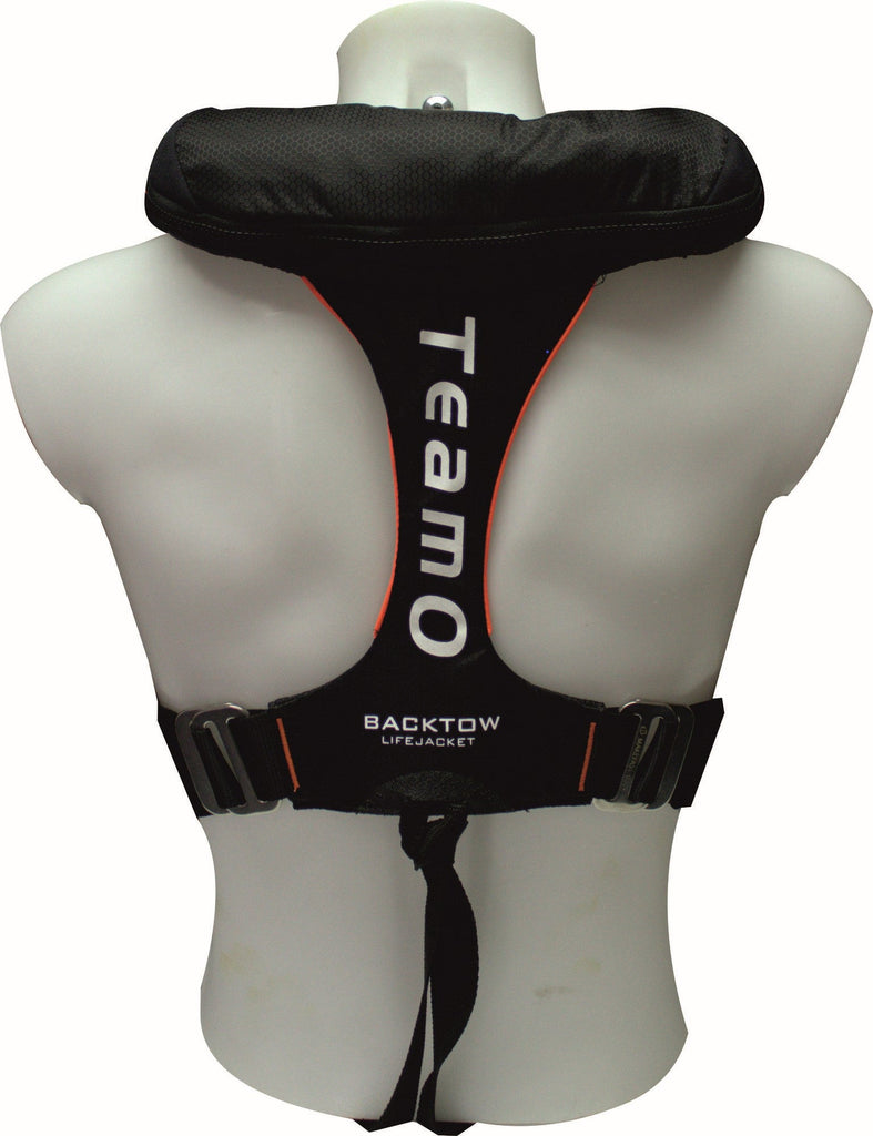 170N BackTow inflatable PFD in Black | Back Angle